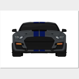 Shelby GT500 2020 Magnetic + Kona-Blue Stripes Posters and Art